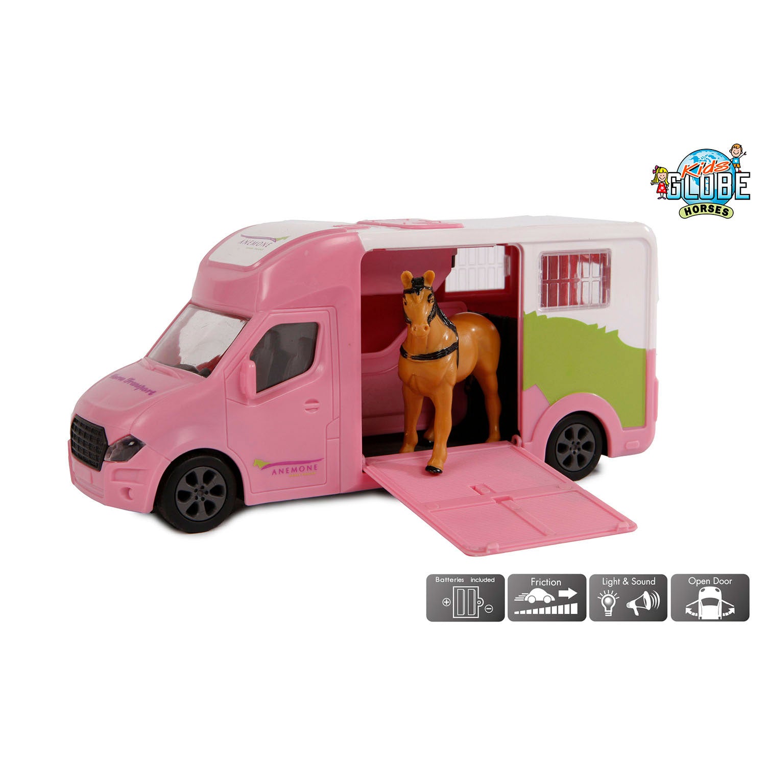 Kids globe die-cast paardentruck licht en geluid 1:32