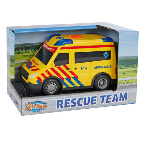2-play ambulance nl met licht en geluid free wheel 13,5cm