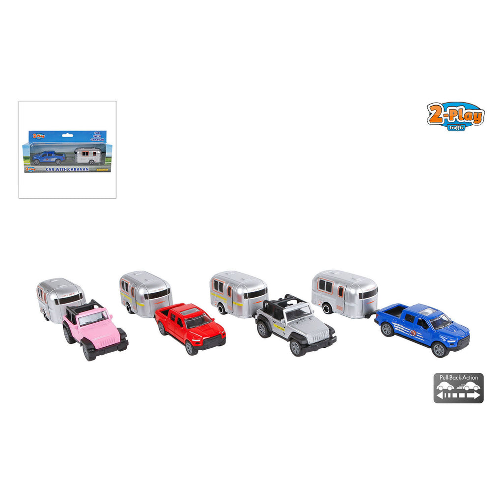 2-play auto met caravan die cast 16,5cm