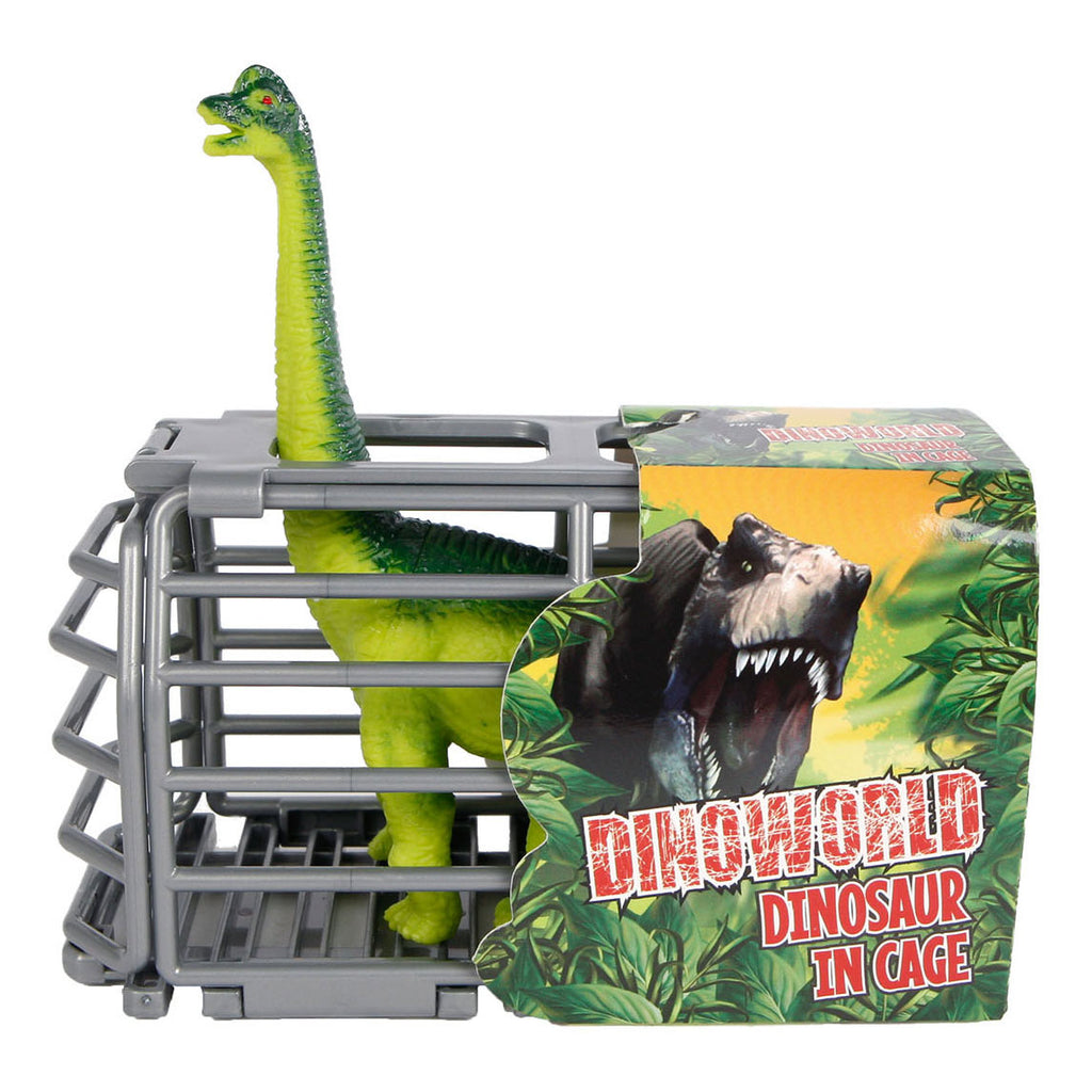 Dinoworld dinosaurus in kooi 13,5x6x8cm