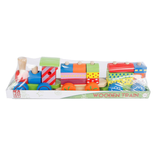 2 play treinset met 2 houten wagons