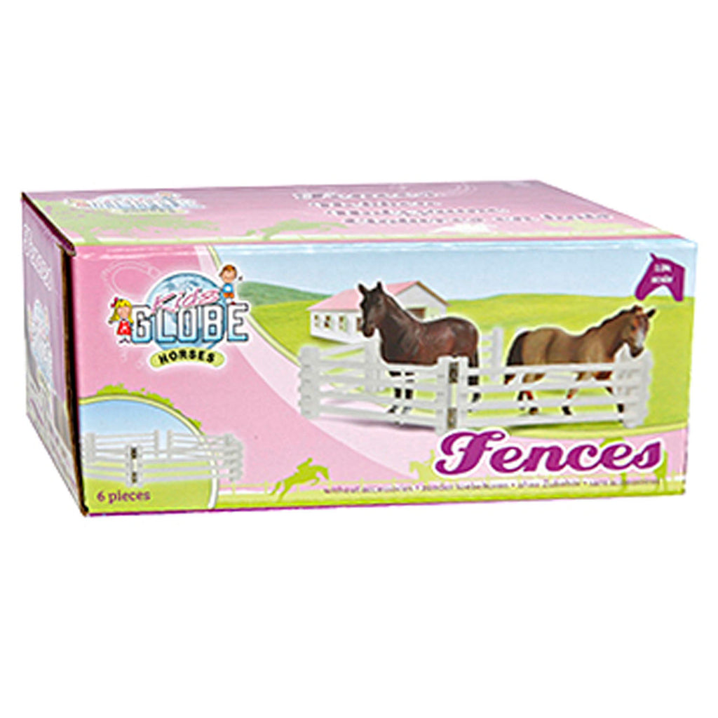 Kids globe horses houten hekken 6 stuks wit