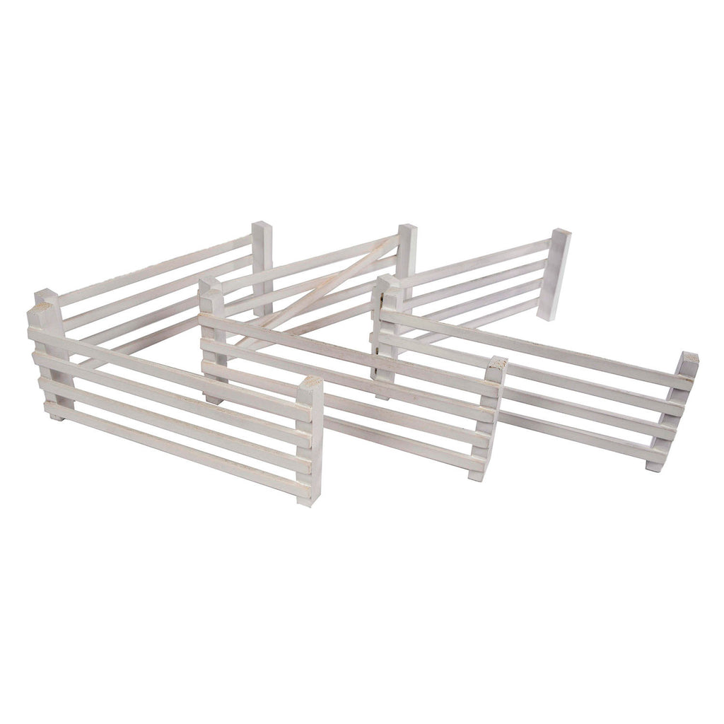 Kids globe horses houten hekken 6 stuks wit