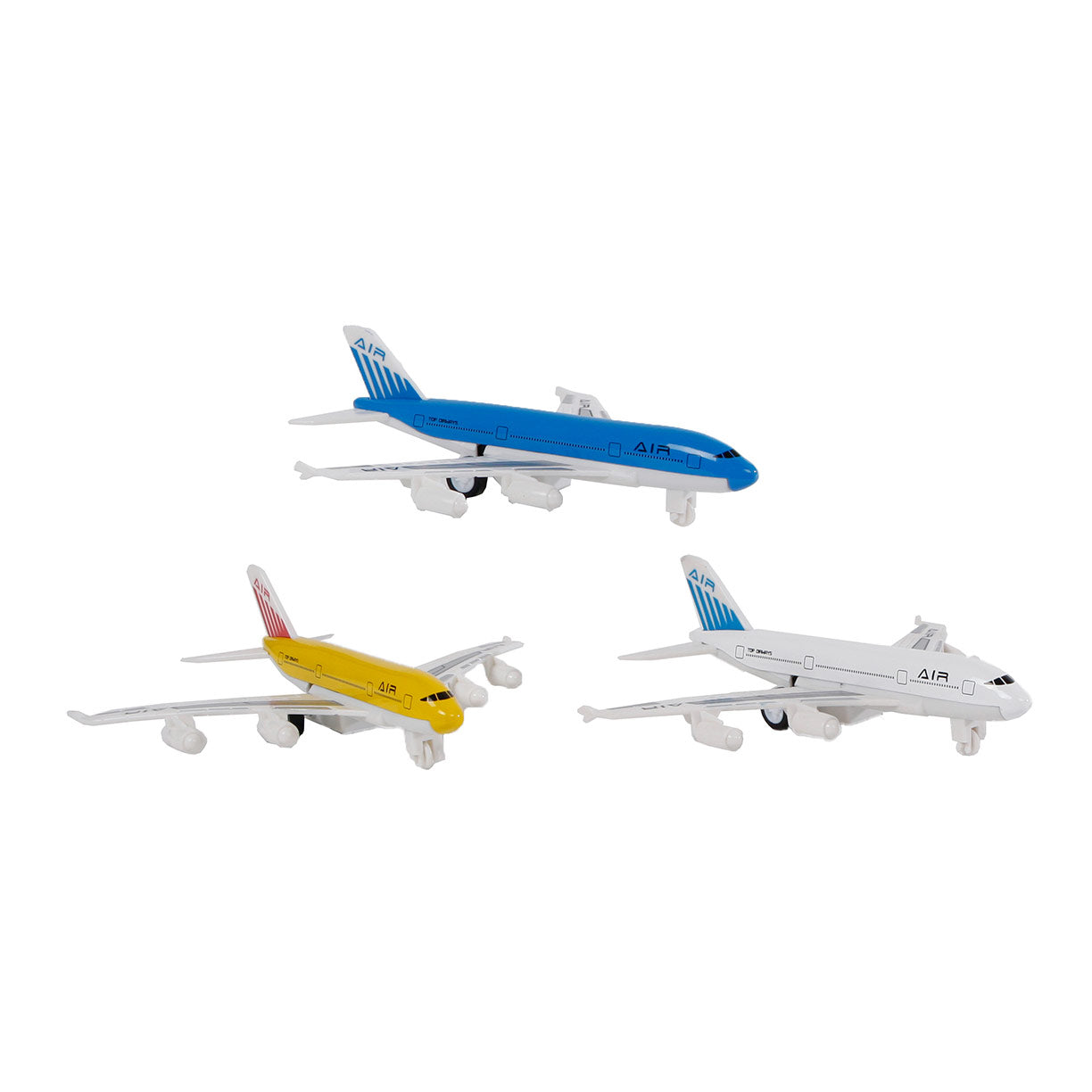 2-play die-cast pull back vliegtuig, 14cm