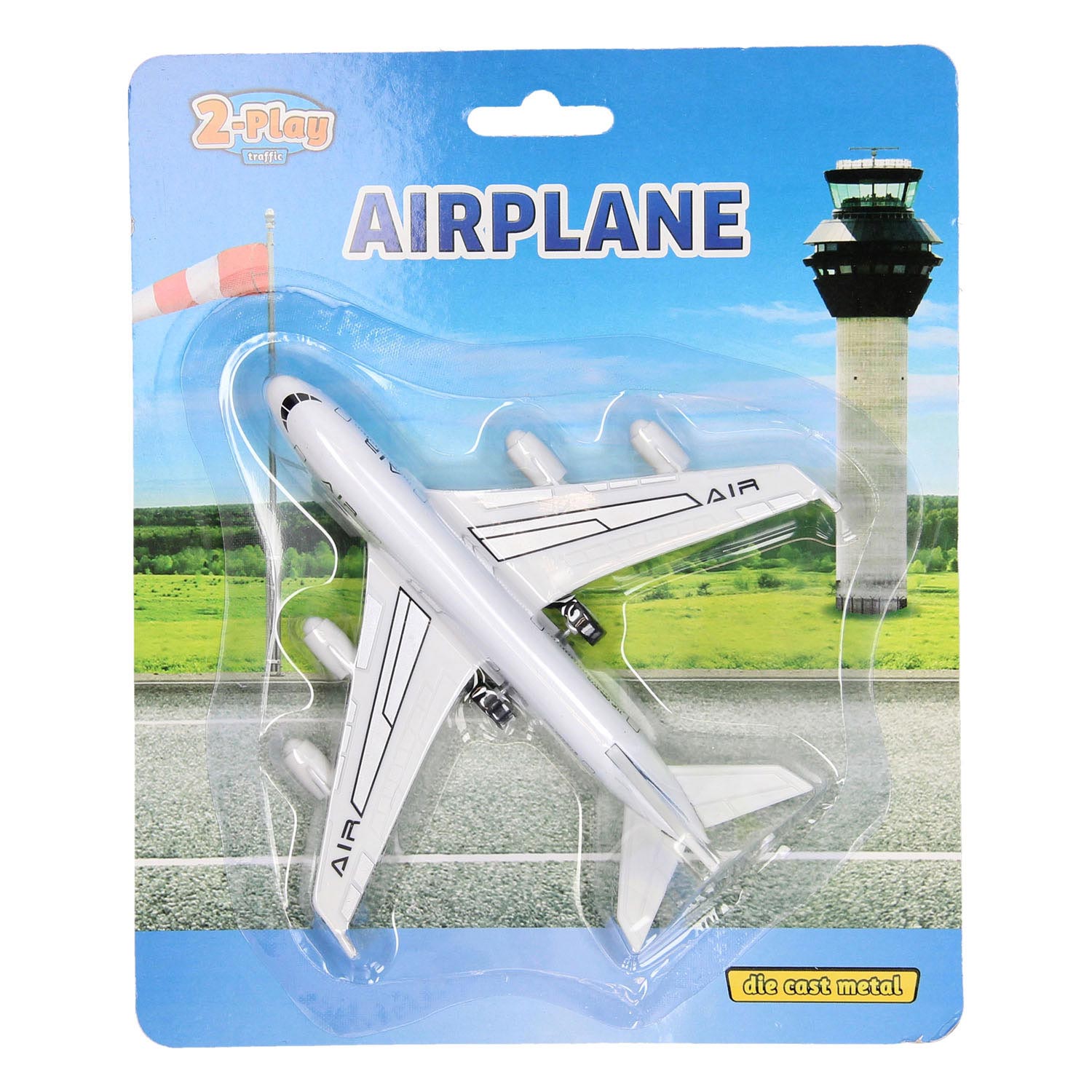 2-play die-cast pull back vliegtuig, 14cm
