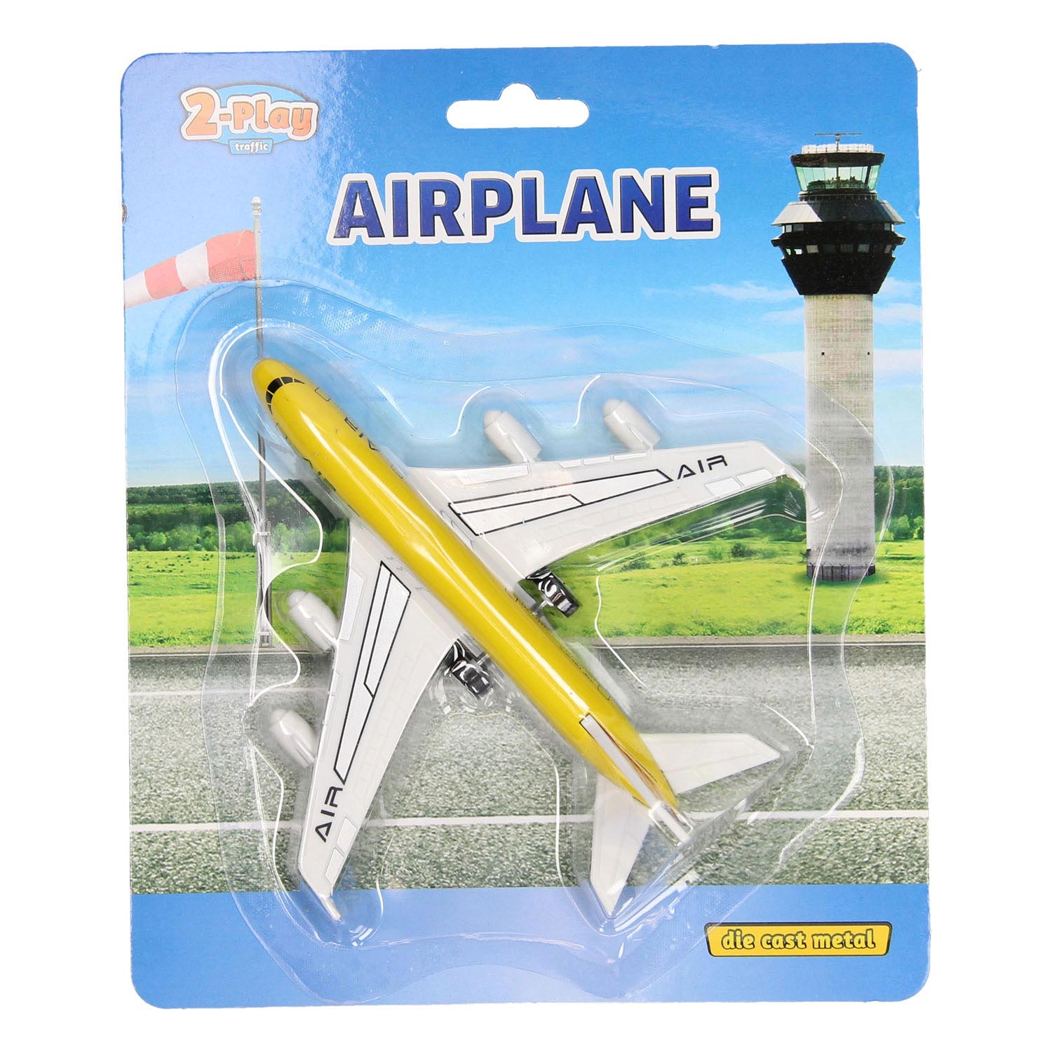 2-play die-cast pull back vliegtuig, 14cm