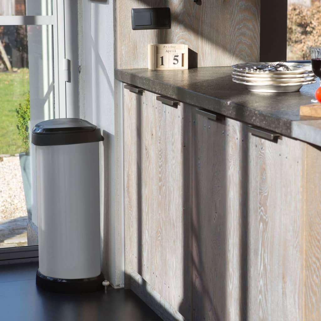 Curver decobin 40l push zilver zwart