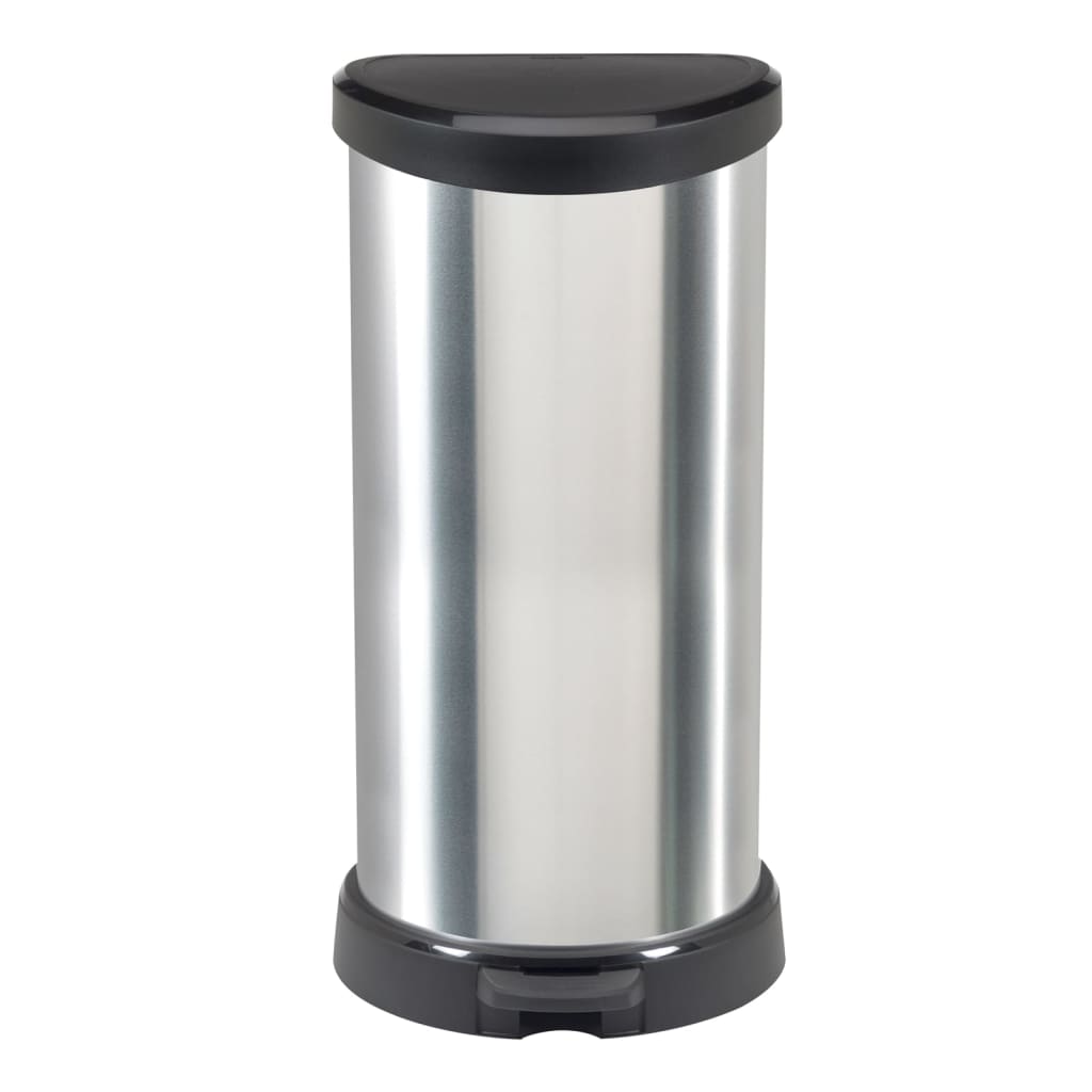 Curver decobin pedaalemmer ovaal 40l zilver zwart