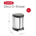 Curver decobin ovalen pedaalemmer 5l zilver zwart