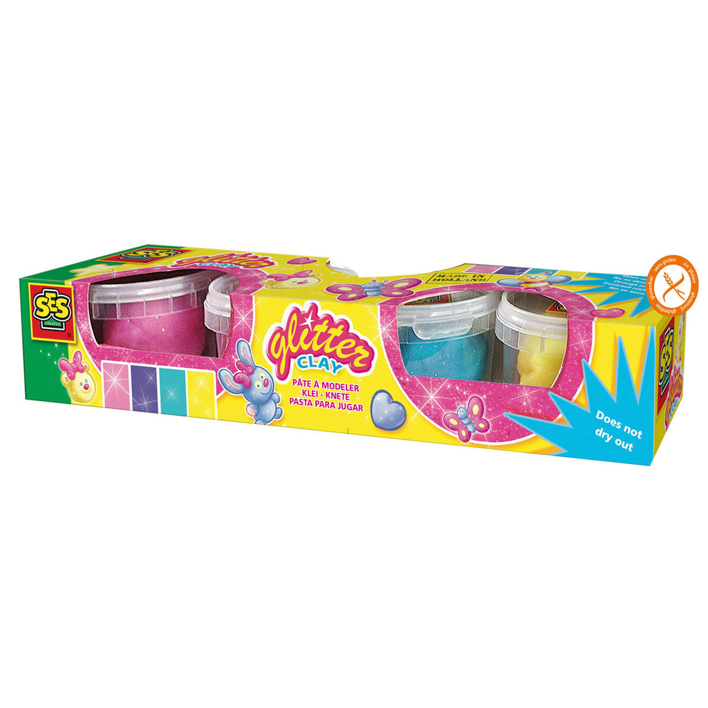 Ses klei glitter 4x 90 gram