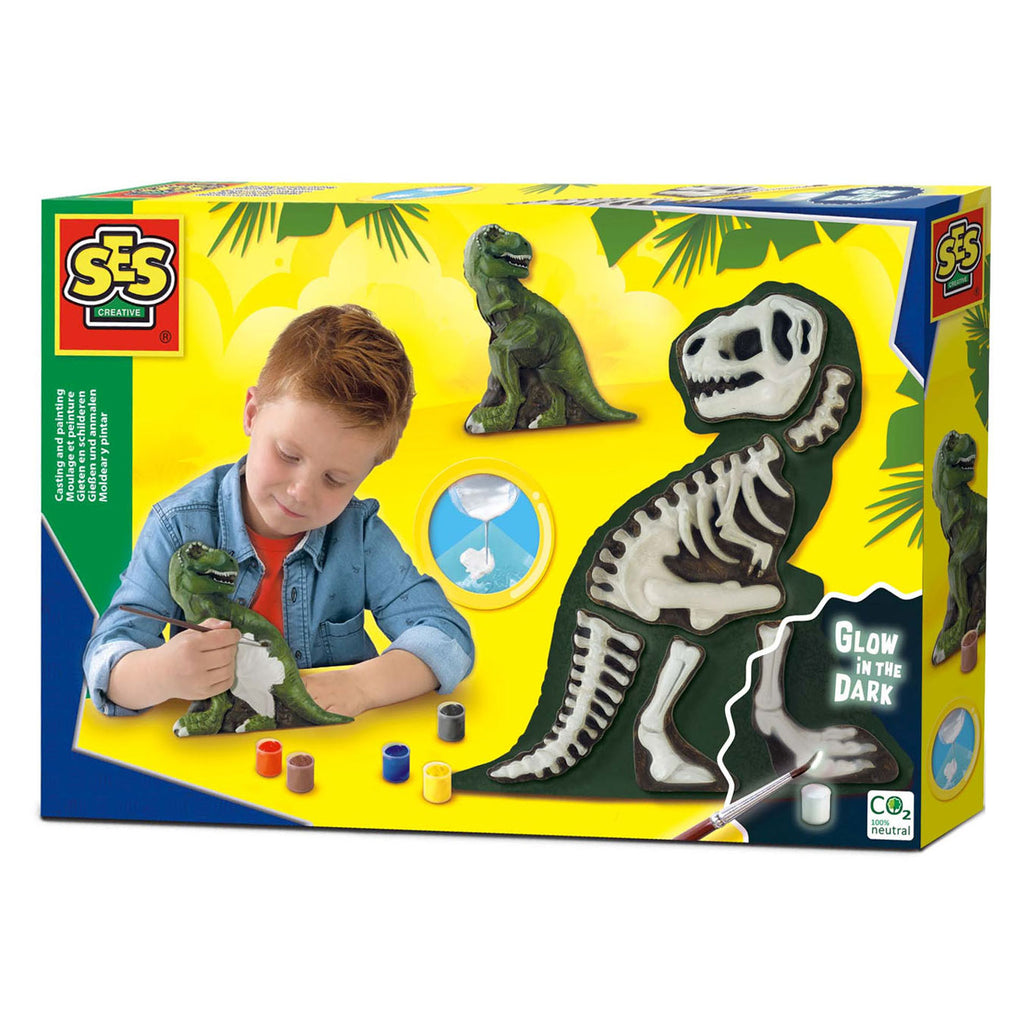 Ses gieten en schilderen - glow in the dark dino skelet