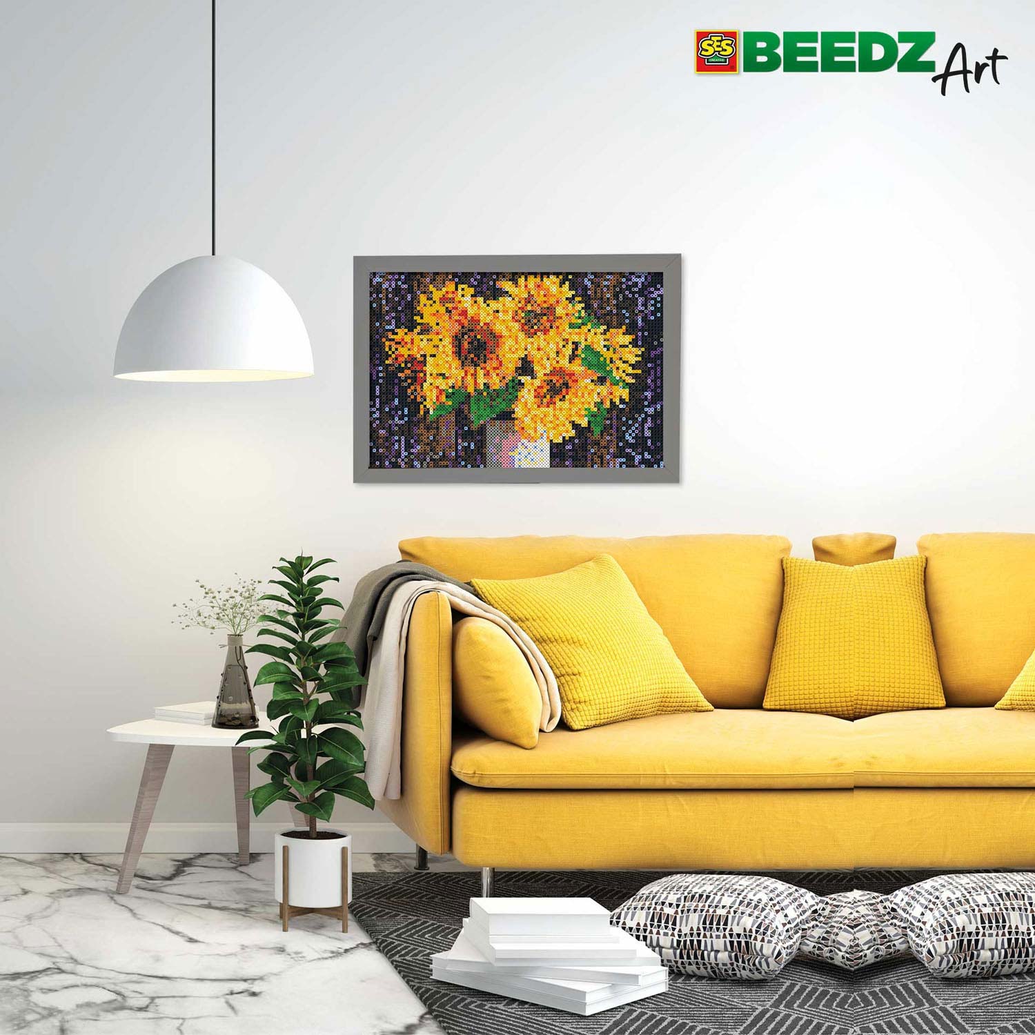 Ses beedz art: strijkkralen zonnebloemen | 2 stuks