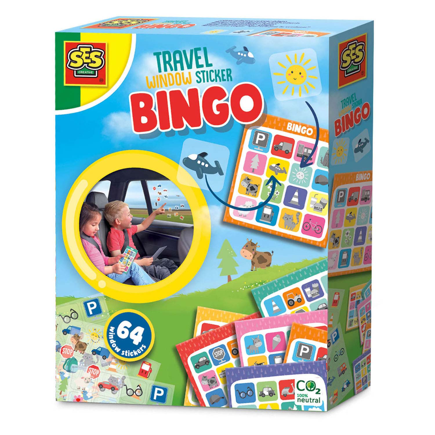 Ses reisspel raamsticker bingo