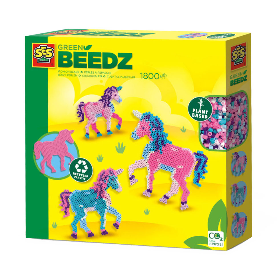 Ses creative ses green beedz - strijkkralenset unicorn
