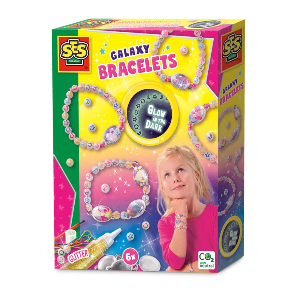 Ses glow in the dark galaxy armbanden