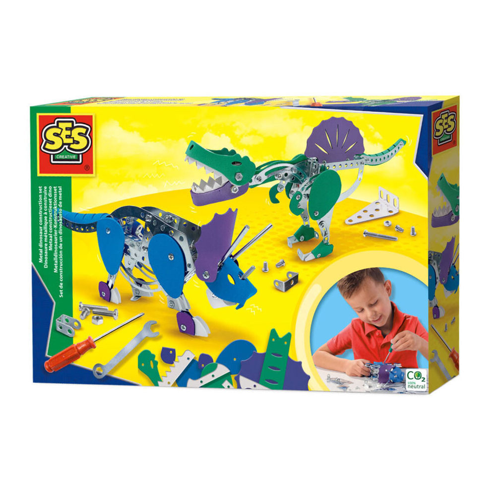 Ses metalen constructie set van dinosaurussen