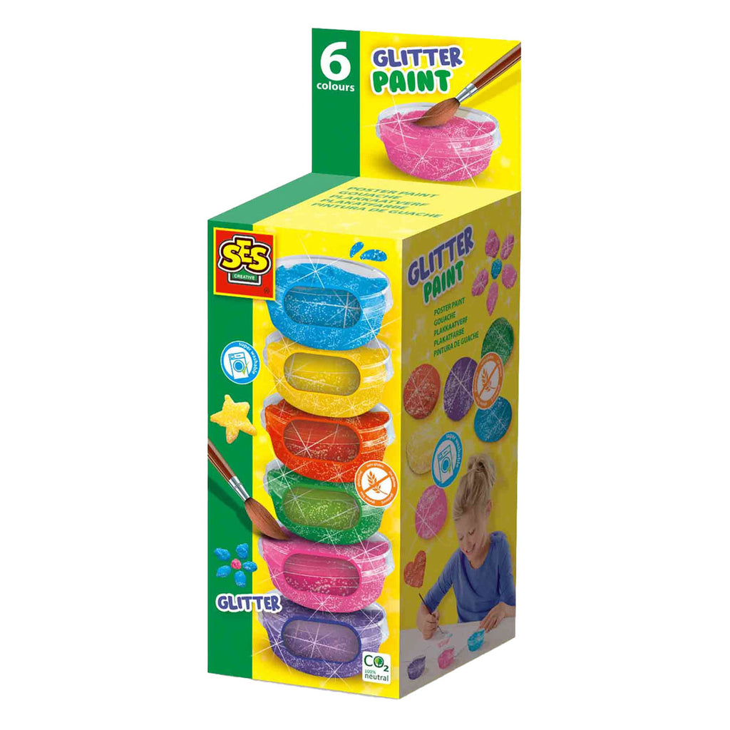 Ses plakkaatverf glitter (6x45ml)