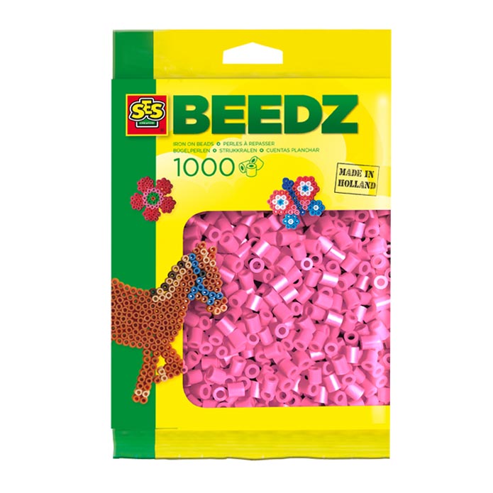 Ses creative ses strijkkralen - roze, 1000st.