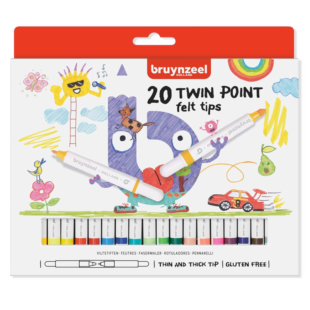 Bruynzeel dubbelpunters viltstiften 20 stuks | 3 stuks
