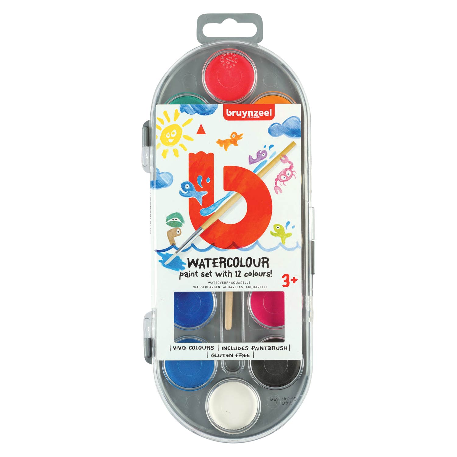 Bruynzeel waterverf met penseel 12 kleuren