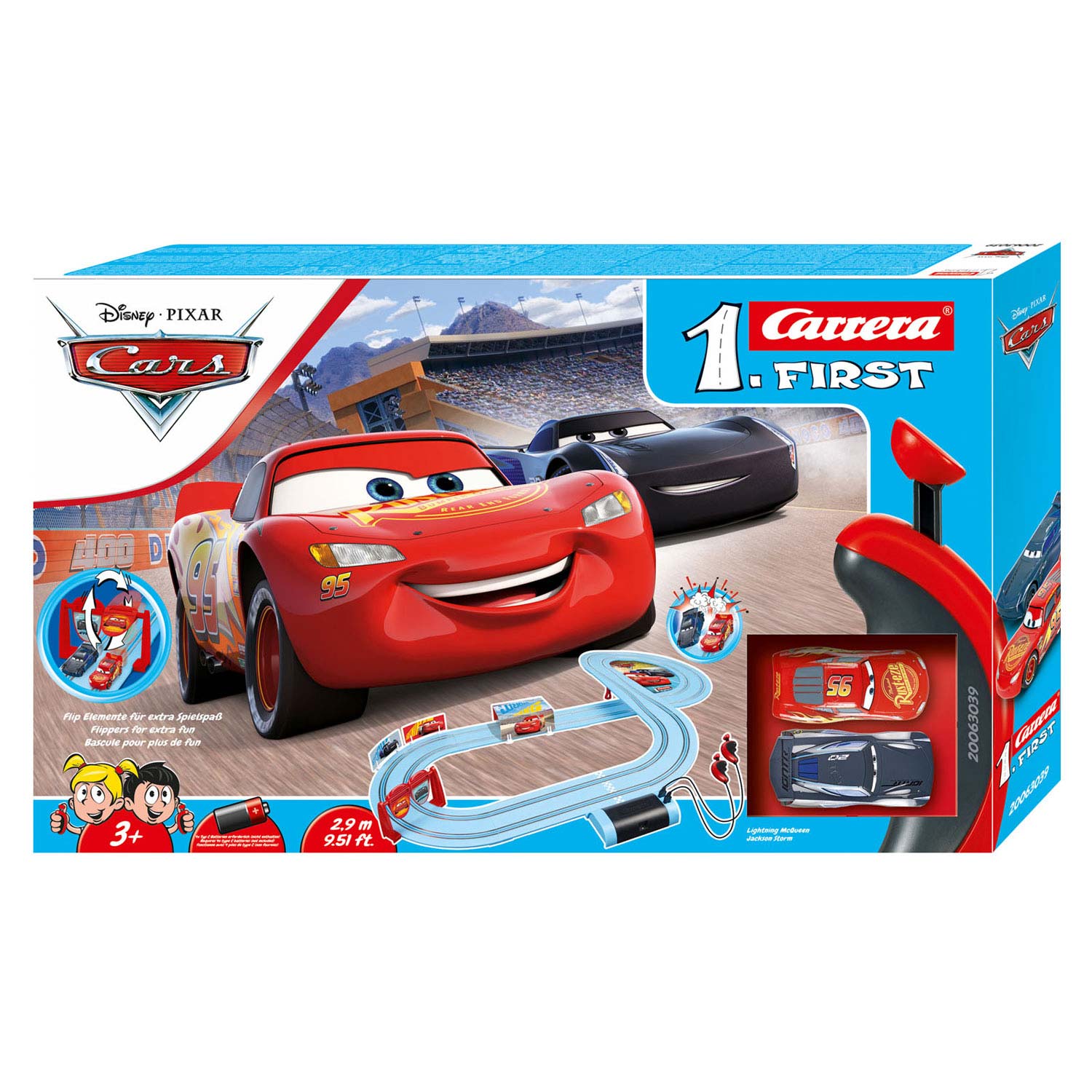 carrera first disney cars racebaan 290 cm + 2 auto #039;s