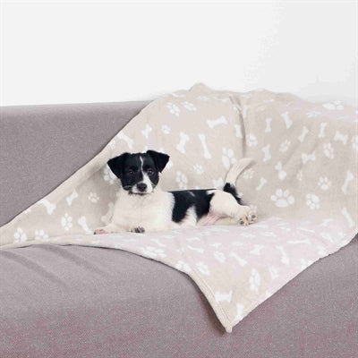 trixie hondendeken kenny fleece bot pootjes beige