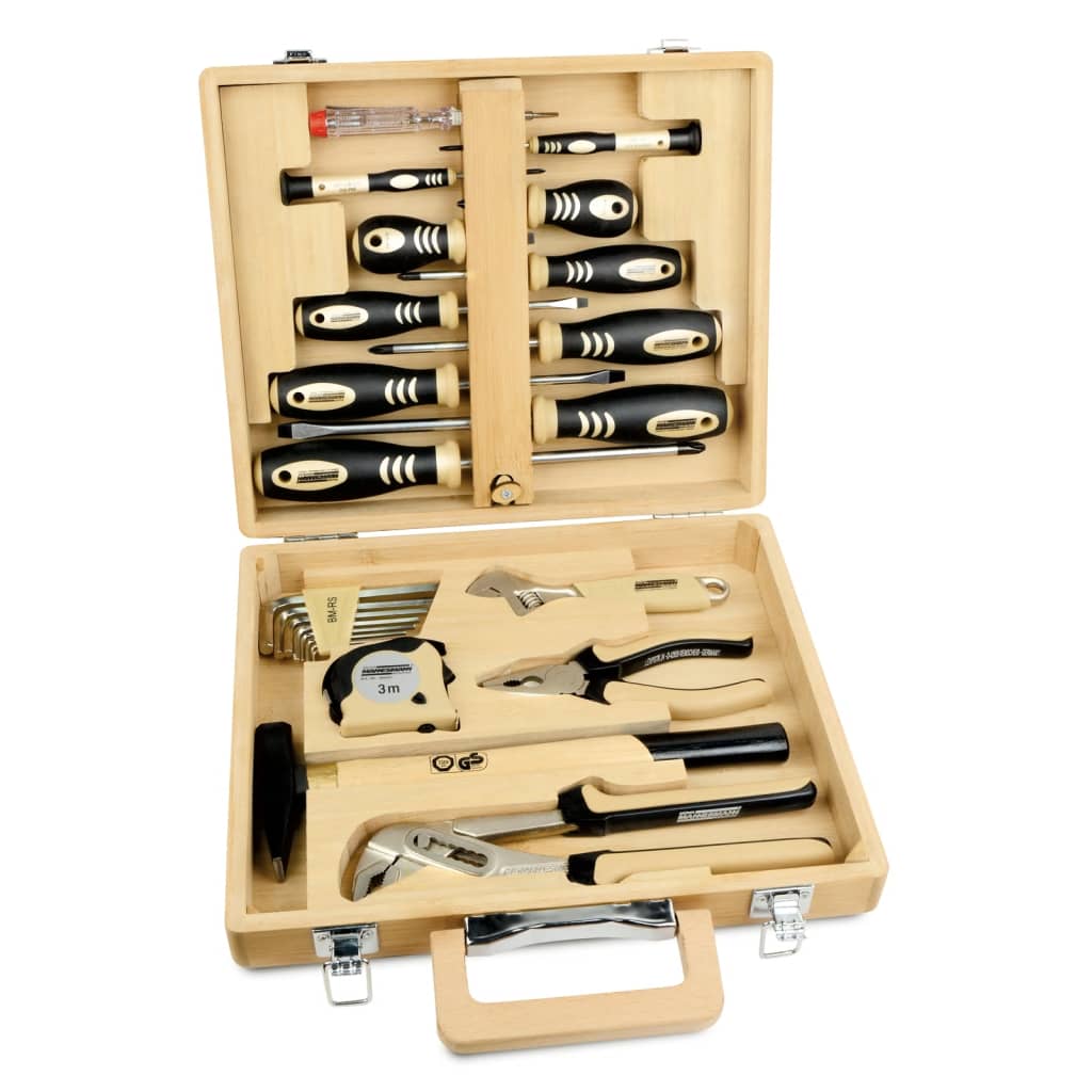 Brüder mannesmann gereedschapset in bamboe koffer (hobby) - 29001