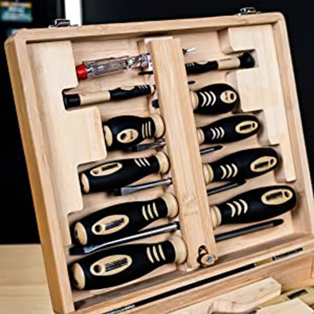 Brüder mannesmann gereedschapset in bamboe koffer (hobby) - 29001