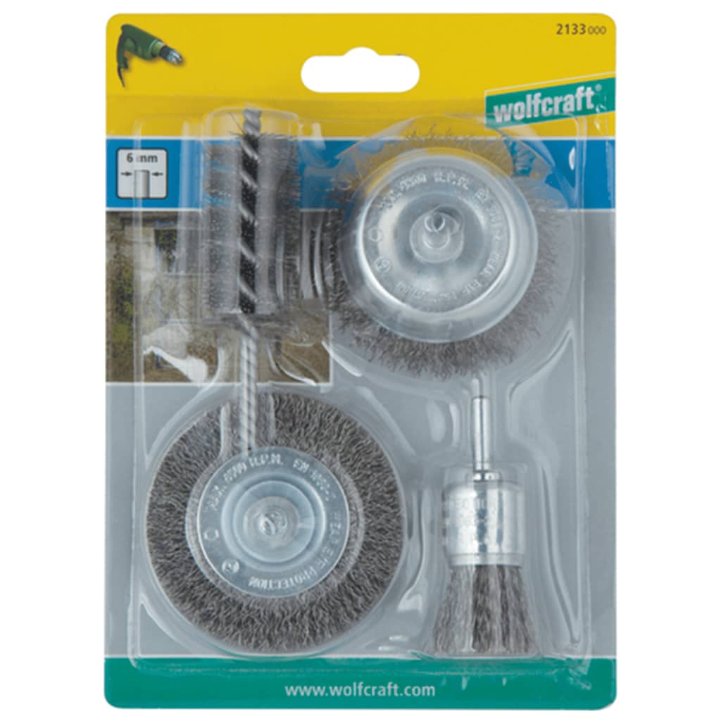 Wolfcraft draadborstel set | ronde schacht | 4-delig | 1 set - 2133000