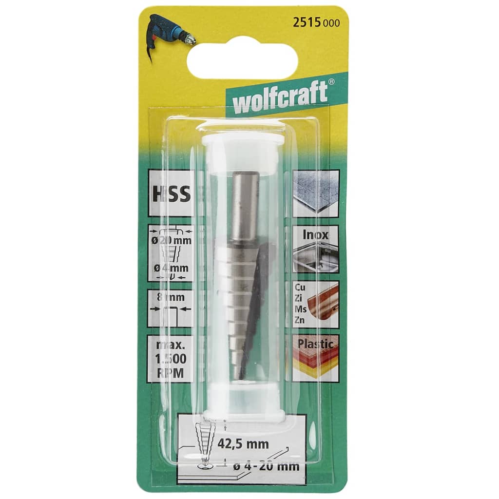 Wolfcraft hss-getrapte boor | 8mm | ø4-20mm | 1 stuk - 2515000