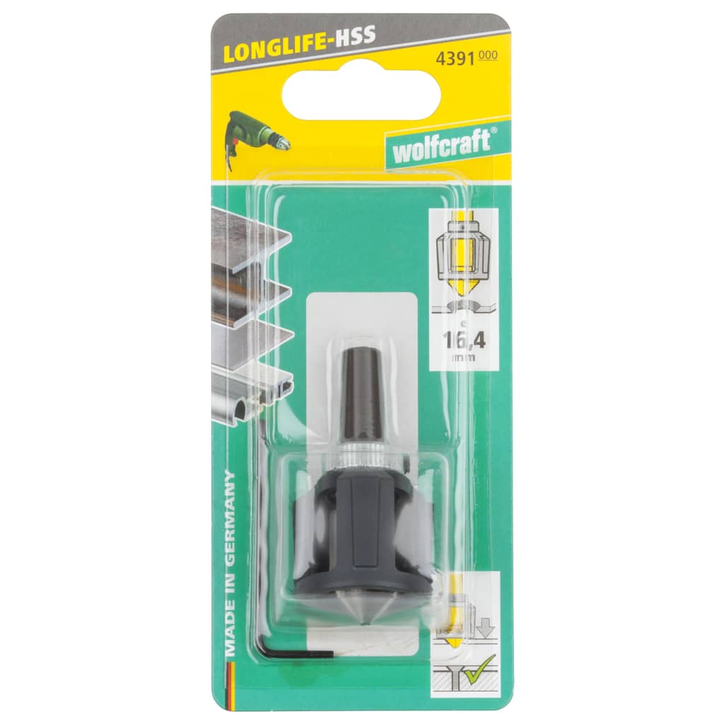 Wolfcraft conische verzinkboor | hss | met dieptestop | ø16,5mm | driekantschacht | 1 stuk - 4391000