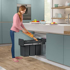 Hailo 0310-300 ecoline design trio l inbouwafvalemmer 3x10l zwart