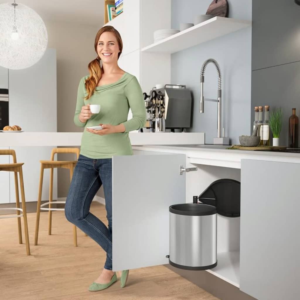 Hailo 3555-101 compact-box m prullenbak 15l zilver zwart