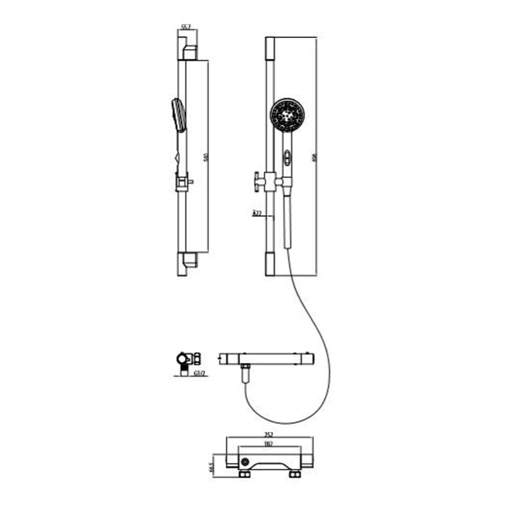 Ngk aqua 2 save doucheset met thermostatische meraan | chroom - 52545