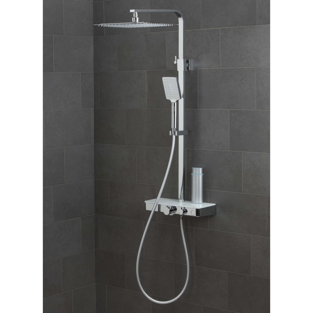 Ngk schutte ocean douchesysteem met thermostatische meraan en glazen planchet | chroom-wit - 60530 60530