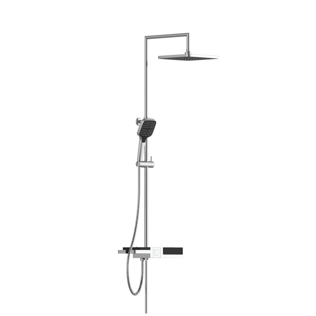 Schutte blueperl hoofddouche set met planchet | chroom-zwart 60566