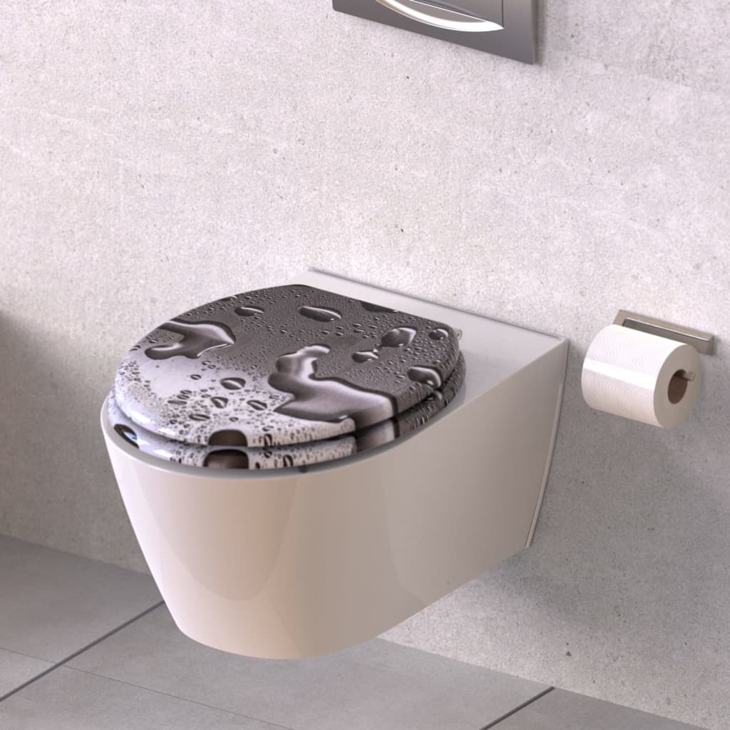 Schutte mdf wc-bril grey steel met soft-close 80123