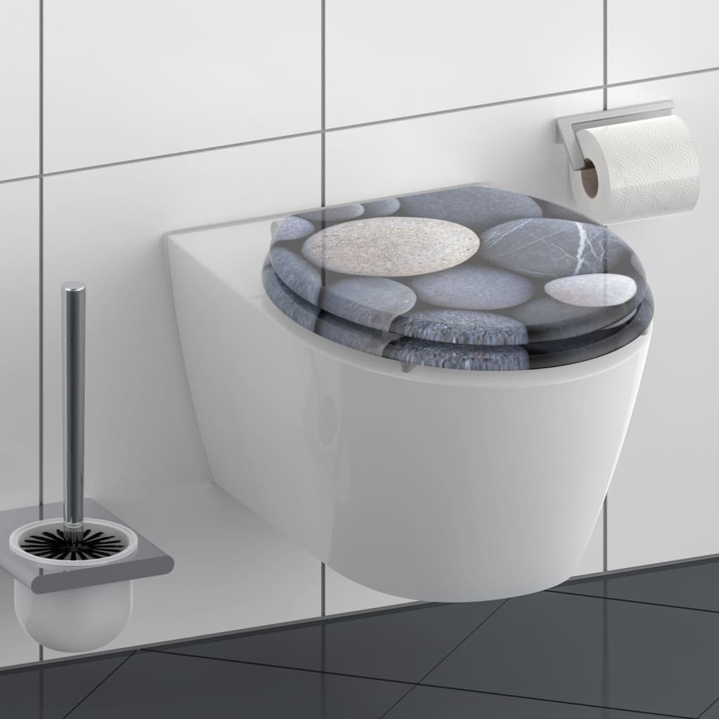 Schutte mdf wc-bril grey stone met soft-close 80130