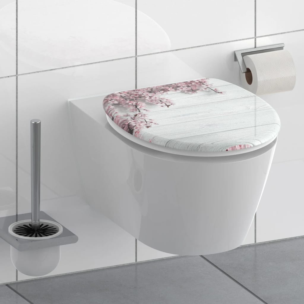 Schutte duroplast wc-bril flowers wood met soft-close 82197
