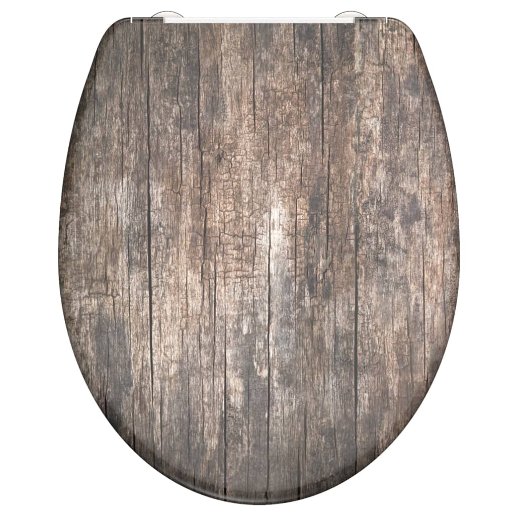 Schutte duroplast wc-bril old wood met soft-close en quick-release 82368