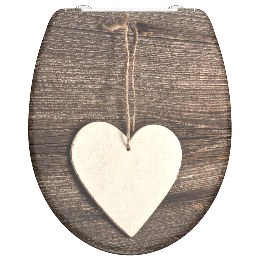 Schutte duroplast wc-bril wood heart met soft-close en quick-release 82377