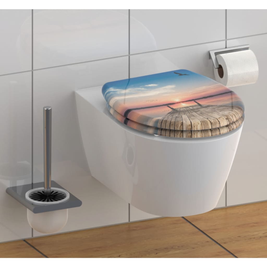 Schutte duroplast wc-bril sunset sky met soft-close en quick-release 82378