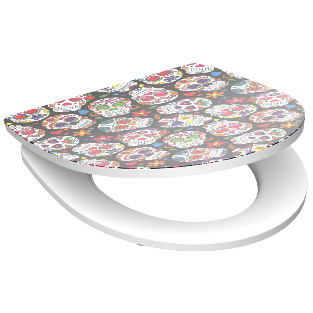 Schutte duroplast high gloss wc-bril crazy skull met soft-close en quick-release 82586