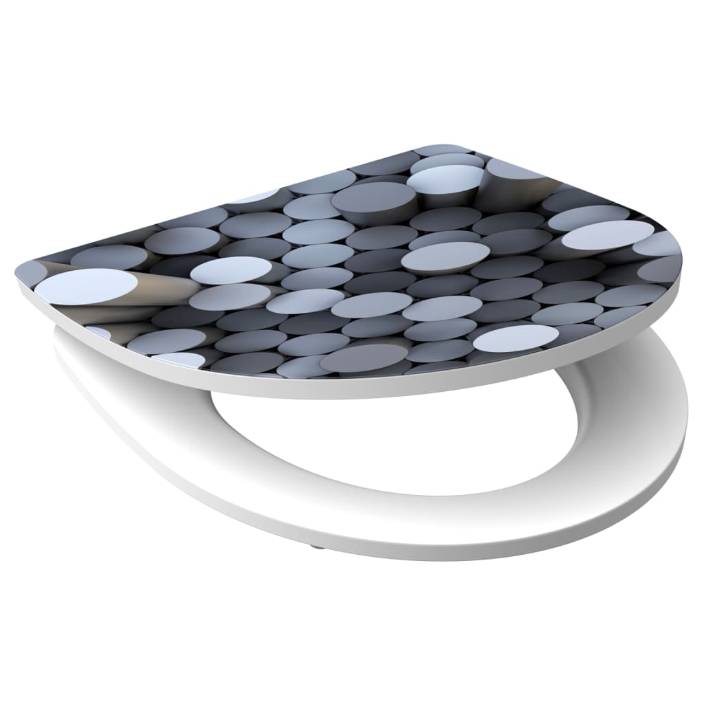 Schutte duroplast high gloss wc-bril round dips met soft-close en quick-release 82593