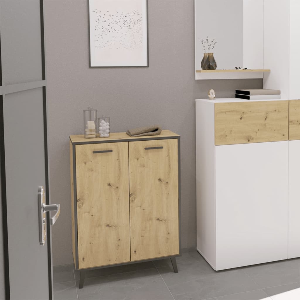 Fmd schoenenkast met 5 vakken 68,5x33x93,5 cm artisan eiken