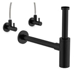 Schutte design hoekstopkraan van messing | 1 2 x 3 8 of 10 mm | met rozet| mat zwart - 98166120 - 98166120