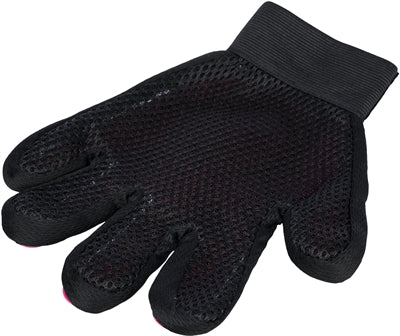 Trixie vachtverzorgingshandschoen mesh-materiaal tpr roze zwart
