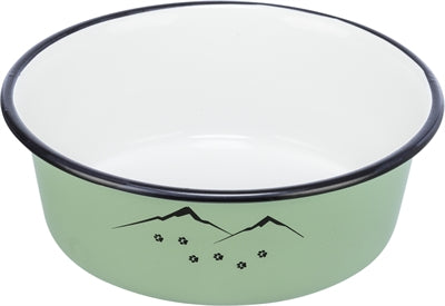 Trixie voerbak drinkbak emaille rvs groen