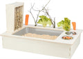 trixie voederstation met voerbak waterbak hooiruif hout naturel