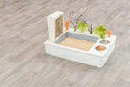trixie voederstation met voerbak waterbak hooiruif hout naturel